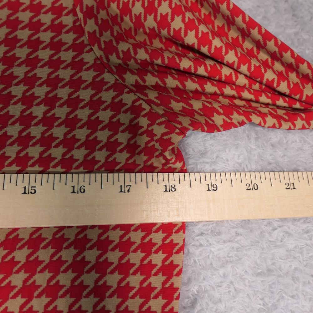 Tommy Hilfiger Blouse Womens Small Red Tan Houndstooth Button Front Long Sleeve - Picture 8 of 12